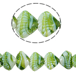 Handgemaakte Lampwork Beads, Schelp, groen, 21x14x10mm, Gat:Ca 2mm, Lengte 11.5 inch, Verkocht door Bag