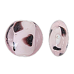 Ruční Lampwork korálky, Vinuté, Flat Round, růžový, 20x10mm, Otvor:Cca 1.5mm, 100PC/Bag, Prodáno By Bag