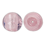 Silver Foil Lampwork, Ronde, zilverfolie, roze, 8mm, Gat:Ca 0.5mm, 100pC's/Bag, Verkocht door Bag