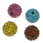 Rhinestone Clay Pave perler, Runde, med 83 stk rhinestone, blandede farver, 10mm, Hole:Ca. 2mm, 15pc'er/Bag, Solgt af Bag