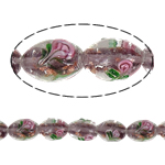 Goldsand Lampwork Perlen, oval, 11x16mm, Bohrung:ca. 2mm, 100PCs/Tasche, verkauft von Tasche