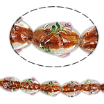 Goldsand Lampwork Perlen, oval, 11x16mm, Bohrung:ca. 2mm, 100PCs/Tasche, verkauft von Tasche