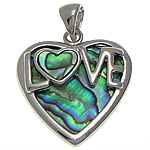 Naturlig Abalone Shell Pendler, med Messing, Heart, platin farve forgyldt, 29x28x5.50mm, Hole:Ca. 8x5mm, Solgt af PC