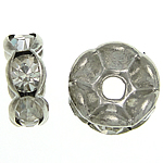 Kalnų krištolas tarpikliai, Žalvarinis, Rondelle, platinos spalva padengtas, su Kalnų krištolas, nikelio, švino ir kadmio nemokamai, 6x6x2.80mm, Skylė:Apytiksliai 1.8mm, 500kompiuteriai/Krepšys, Pardavė Krepšys