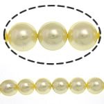 South Sea Shell Kralen, Ronde, geel, 12mm, Gat:Ca 0.5mm, 34pC's/Strand, Per verkocht 16 inch Strand