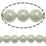 South Sea Shell Kralen, Ronde, wit, 10mm, Gat:Ca 0.5mm, 38pC's/Strand, Per verkocht 15 inch Strand