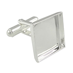 Brass Cufflinks Findings Square silver color plated nickel lead & cadmium free 17mm Approx Inner Approx 16mm Sold By Bag