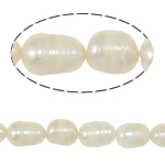 Barok ferskvandskulturperle Beads, Ferskvandsperle, hvid, klasse A, 7-8mm, Hole:Ca. 0.8mm, Solgt Per Ca. 14 inch Strand