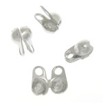 Mässing Bead Tips, silver pläterad, leda & kadmiumfri, 3.5x5.5x3.2mm, 2.5mm, Hål:Ca 1.2mm, 5000PC/Bag, Säljs av Bag