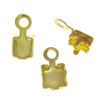 Messing Cord Tips, guldfarve belagt, bly & cadmium fri, 4x7.8x3.4mm, 3.2x3.2mm, Hole:Ca. 1.4mm, 3000pc'er/Bag, Solgt af Bag