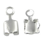 Messing Koord Tips, silver plated, lood en cadmium vrij, 4x7.8x3.4mm, 3.2x3.2mm, Gat:Ca 1.4mm, 3000pC's/Bag, Verkocht door Bag