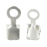 Messing Koord Tips, silver plated, lood en cadmium vrij, 2.5x7x2.7mm, 2x2mm, Gat:Ca 1.3mm, 4000pC's/Bag, Verkocht door Bag