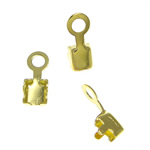 Messing Koord Tips, gold plated, lood en cadmium vrij, 2.5x7x2.7mm, 2x2mm, Gat:Ca 1.3mm, 4000pC's/Bag, Verkocht door Bag