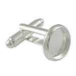 Brass Cufflinks Findings Flat Round platinum color plated lead & cadmium free 12mm 16.5mm Inner Approx 10mm Sold By Bag