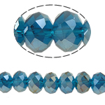 Rondelle kristal kralen, imitatie CRYSTALLIZED™ kristallen, Indicolite, 6x8mm, Gat:Ca 1mm, Lengte Ca 17 inch, 10strengen/Bag, Verkocht door Bag