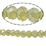 Rondelle Kristály gyöngyök, utánzás CRYSTALLIZED™ kristály, Lt Topaz, 8x10mm, Lyuk:Kb 2mm, Hossz 22 inch, 10Strands/Bag, Által értékesített Bag