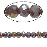 Rondelle Crystal perle, Kristal, imitacija CRYSTALLIZED™ kristala, Dimljeni Topaz, 8x10mm, Rupa:Približno 2mm, Dužina 22 inčni, 10pramenovi/Torba, Prodano By Torba
