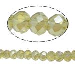 Perles de cristal rondelle, imitation de cristal CRYSTALLIZED™, citron vert, 4x6mm, Trou:Environ 1mm, Longueur Environ 17.5 pouce, 10Strandstoron/sac, Environ 100PC/brin, Vendu par sac