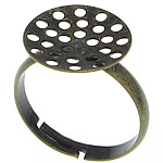 Brass Sieve Ring Základní, Mosaz, starožitné bronzové barvy á, nastavitelný, nikl, olovo a kadmium zdarma, 13.50x13.50mm, Velikost:7, 200PC/Bag, Prodáno By Bag