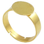 Koper Kussen Ring Base, Messing, gold plated, verstelbaar, lood en cadmium vrij, 10x10mm, Maat:7, 400pC's/Bag, Verkocht door Bag