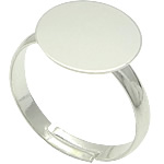 Koper Kussen Ring Base, Messing, silver plated, verstelbaar, lood en cadmium vrij, 12x12mm, Maat:7, 400pC's/Bag, Verkocht door Bag