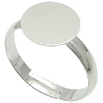 Base Pad de Metal para Anillos, chapado en color de plata, ajustable, libre de plomo & cadmio, 6mm, tamaño:7.5, 500PCs/Bolsa, Vendido por Bolsa