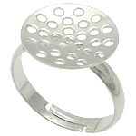 Brass Sieve ring Base, Mässing, silver pläterad, justerbar, leda & kadmiumfri, 13.50x13.50mm, Storlek:7, 400PC/Bag, Säljs av Bag