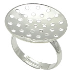 Brass Sieve ring Base, Mässing, silver pläterad, justerbar, leda & kadmiumfri, 20x20mm, Storlek:7, 300PC/Bag, Säljs av Bag