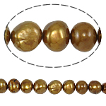 Kartoffel ferskvandskulturperle Beads, Ferskvandsperle, naturlig, guld, klasse A, 9-10mm, Hole:Ca. 0.8mm, Solgt Per 15 inch Strand