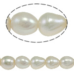 Ris odlad sötvattenspärla pärlor, Freshwater Pearl, naturlig, vit, Grade A, 9-10mm, Hål:Ca 0.8mm, Såld Per 15 inch Strand