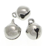 Mässing Bell Hänge, platina pläterad, leda & kadmiumfri, 6x8mm, Hål:Ca 1.5mm, 3000PC/Bag, Säljs av Bag