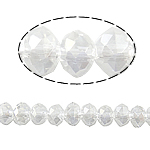 Contas de Cristal Rondelle, cromado de cor AB, imitação de cristal CRYSTALLIZED™, transparente branco, 4x3mm, Buraco:Aprox 1mm, comprimento Aprox 18.5 inchaltura, 10vertentespraia/Bag, Aprox 100PCs/Strand, vendido por Bag