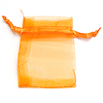 Bolsas de jóias, organza, transparente, laranja, 50x70mm, 100/