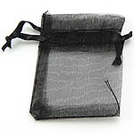 Bolsas de jóias, organza, transparente, preto, 50x70mm, 100/