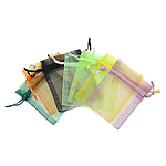 organza busta, Rettangolo, traslucido, colori misti, 70x90mm, 500PC/borsa, Venduto da borsa