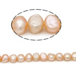 Potatis odlad sötvattenspärla pärlor, Freshwater Pearl, naturlig, rosa, Grade AA, 7-8mm, Hål:Ca 0.8mm, Såld Per 15 inch Strand