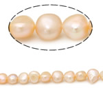 Potatis odlad sötvattenspärla pärlor, Freshwater Pearl, naturlig, rosa, Grade AA, 9-10mm, Hål:Ca 0.8mm, Såld Per 15 inch Strand