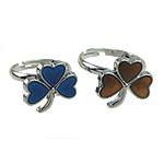 Enamel Mood Finger Ring, liga de zinco, Flor, esmalte, níquel, chumbo e cádmio livre, 16x15mm, Buraco:Aprox 16-20mm, 100PCs/box, vendido por box