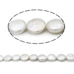 Grânulos pérolas de água doce cultivados da moeda, branco, Grade AA, 14-15mm, Buraco:Aprox 0.8mm, vendido para 15 inchaltura Strand