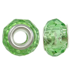 European Crystal Coirníní, Rondelle, croí dúbailte airgid sterling gan troll, Peridot, 14x9mm, Poll:Thart 5mm, 20ríomhairí pearsanta/Mála, Díolta De réir Mála