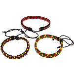 Trendy Wax cord armbanden, PU, met Gewaxt katoenen koord, verstelbaar, gemengde kleuren, 10mm, 5mm, Lengte 6-10 inch, 50strengen/Lot, Verkocht door Lot