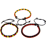 Trendy Wax cord armbanden, PU, met Gewaxt katoenen koord, verstelbaar, gemengde kleuren, 6.50mm, Lengte 6-10 inch, 50strengen/Lot, Verkocht door Lot