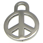 Ciondoli gioielli in acciaio inox, logo pace, colore originale, 14x19x1.50mm, Foro:Appross. 3mm, 100PC/lotto, Venduto da lotto