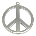 Rustfrit stål smykker Vedhæng, Stainless Steel, Peace Logo, oprindelige farve, 18x18x1.50mm, Hole:Ca. 1.5mm, 50pc'er/Lot, Solgt af Lot