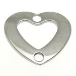 Rustfrit stål Connector, Stainless Steel, Heart, 1/1 løkke, oprindelige farve, 15x13.50x1mm, Hole:Ca. 2mm, 100pc'er/Lot, Solgt af Lot