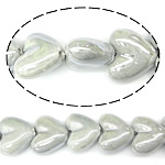 Pearlized Posliinihelmet, Posliini, Sydän, harmaa, 20-21x17-18x9-10mm, Reikä:N. 2.5mm, 200PC/laukku, Myymät laukku