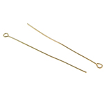 Eyepins الحديد, حديد, لون الذهب مطلي, النيكل والرصاص والكادميوم الحرة, 0.70x35mm, حفرة:تقريبا 2mm, تقريبا 1250أجهزة الكمبيوتر/حقيبة, تباع بواسطة حقيبة