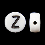 Alphabet Acrylic Beads Coin white Approx 0.5mm 3600- Sold By Bag