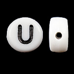 Alphabet Acrylic Beads Coin white Approx 0.5mm 3600- Sold By Bag