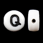 Alphabet Acryl Kralen, Muntstuk, wit, 4x7mm, Gat:Ca 0.5mm, 3600-3700pC's/Bag, Verkocht door Bag